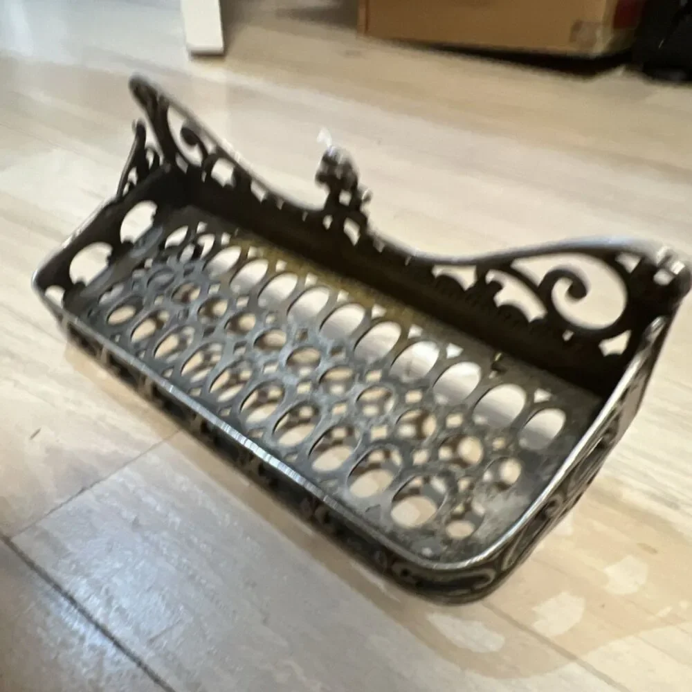 Antique Nickel over Brass Wall Held Tray Brass Color Circa 1900 Original